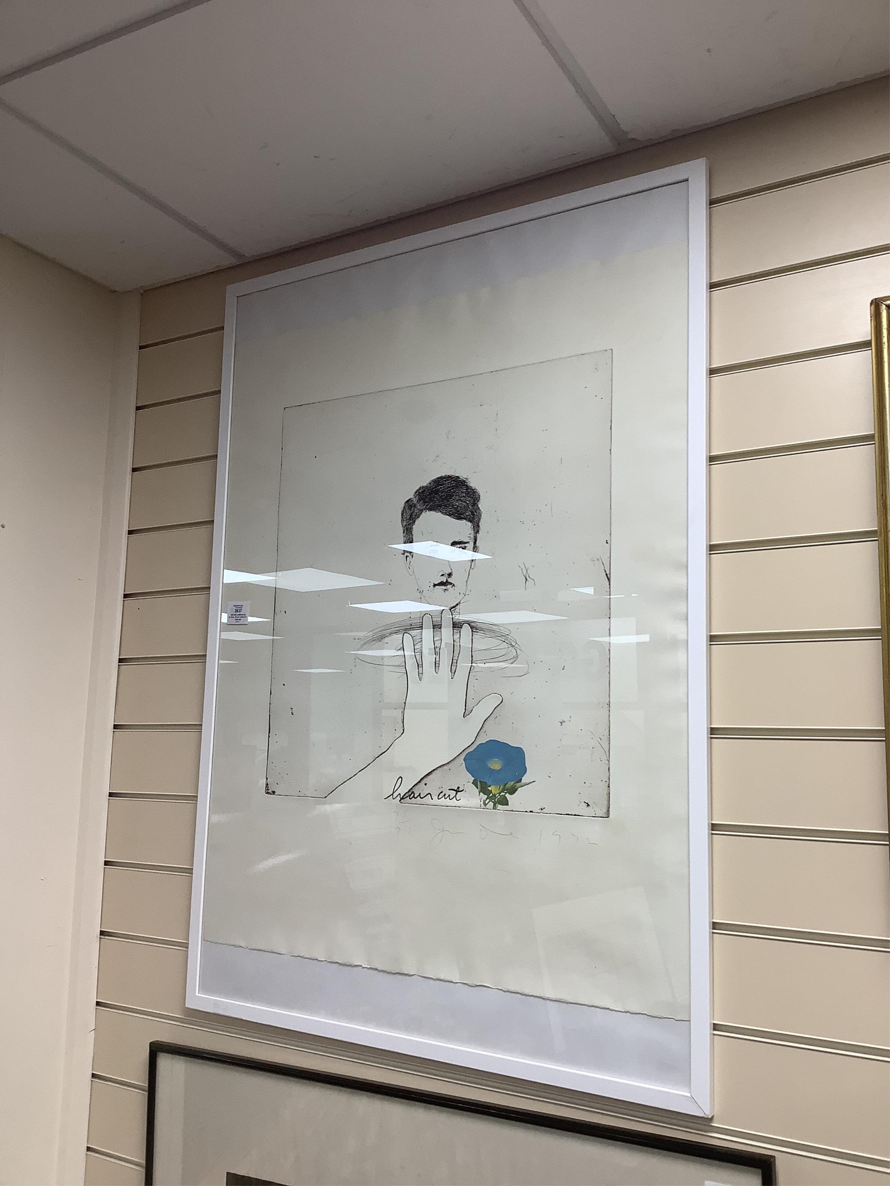 Jim Dine (American, b.1935), 'Blue Haircut', signed and dated 1972 in pencil, limited edition 75/75, etching with offset lithograph, 85 x 70cm